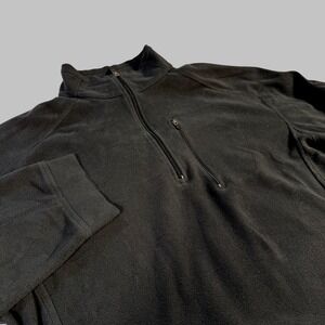 LL Bean Mens L Tall Black‎ Fleece 1/4 Zip Pullover Sweater Pocket